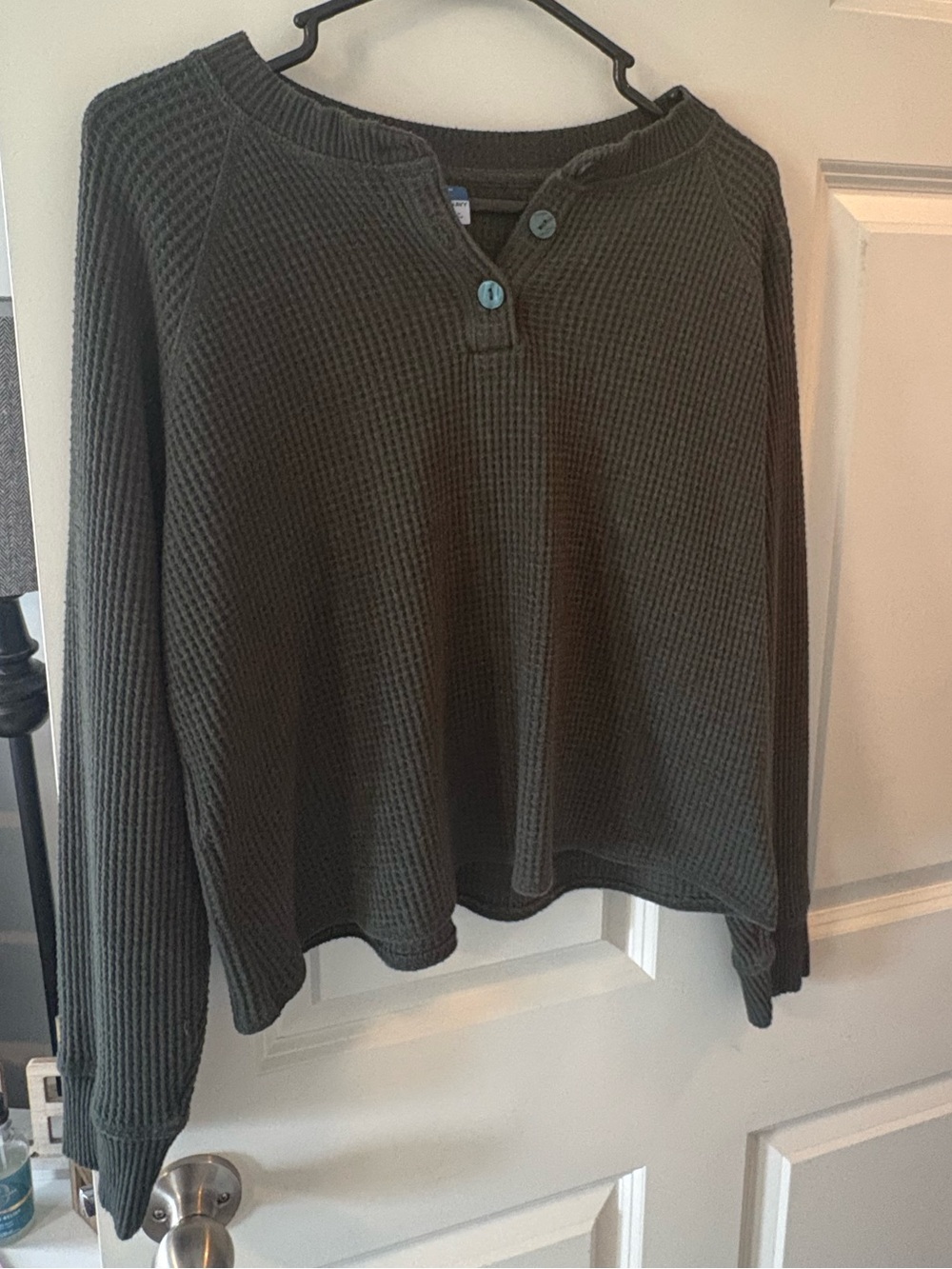 Old Navy Olive Waffle Henley Sweater
